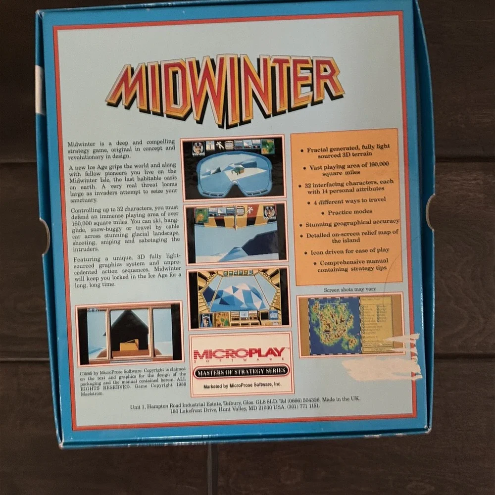 PC GAME • 1989 MICROPLAY • MIDWINTER masters of strategy • BIG BOX complete
